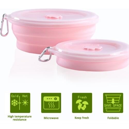 Travel Silicone Folding Bowl Cup Green Outdoor Tableware With Lid High Temperature Bowl Cup Widened Base Thickened Cup Holder