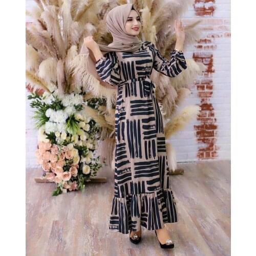 Eid Mubarek Muslim Print Abaya Kimono Hijab Islam Dubai Dress Arabic Dubai African Islamic Clothing Femme Ete Vestidos