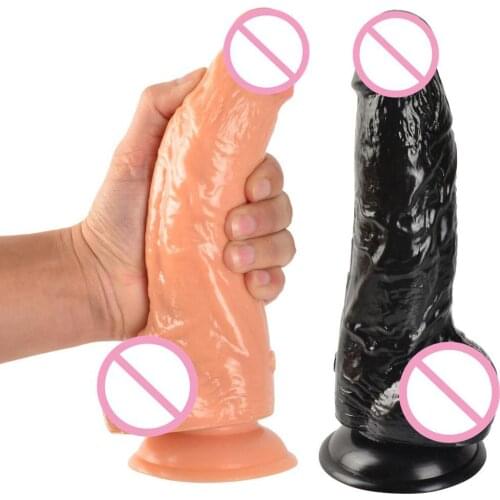 Real Skin Artificial Penis Large Dildo Fixed By Suction Cup,Suitable For Bath Room Living Room Female Clitoral Stimulation Toy