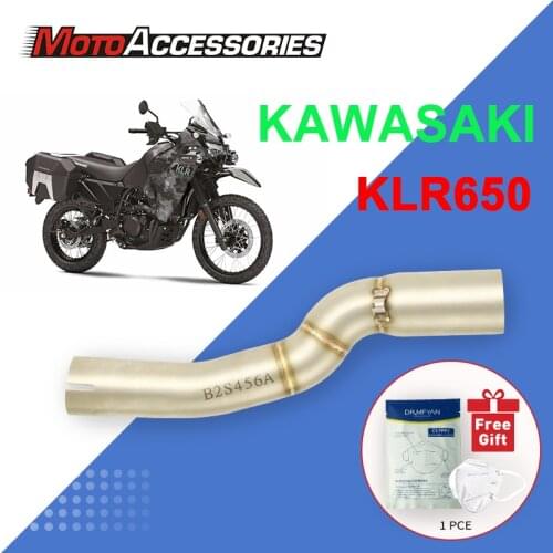 KAWASAKI Motorcycle Exhaust Middle Link Pipe Slip On Section Muffler For KAWASAKI KLR650 2008 2009 2010 2011 2012 2013 2014 2015