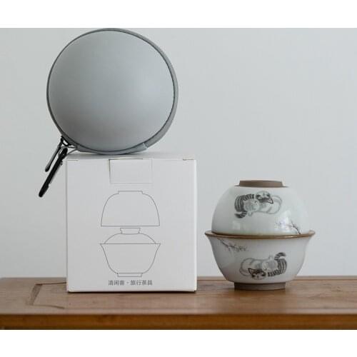 LUWU ceramic teapot gaiwan tea cup portable travel tea set drinkware