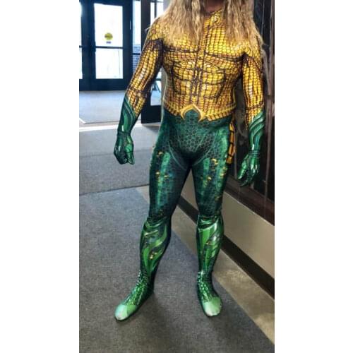Superhero Movie Aquaman Cosplay Costume Arthur Curry Cosplay Zentai Bodysuit Superhero Halloween Costume Suit