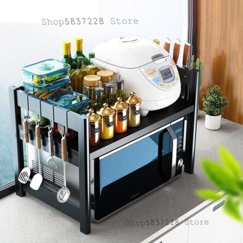 Kitchen microwave oven rack telescopic oven shelf countertop multi-layer desktop rice cooker cabinet supplies storage rack