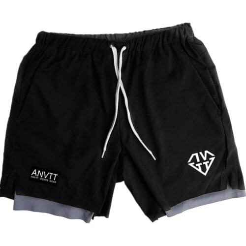 2021 Summer Mens New American Shorts Mens Stretch Sports Fitness Running Quick-Drying Double-Layer Training Pants