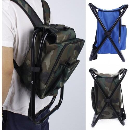 Hot sale2021 Folding Camping Fishing Chair Stool Fishing Chair Folding Stool Portable Backpack Cooler Insulated Picnic Bag Seat