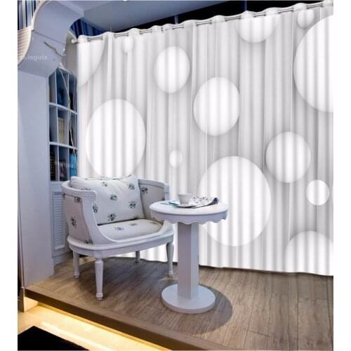 Fashion Customized 3D Curtain White Ball Bed Room Living Room Office Hotel Cortinas Bathroom Curtain Blackout Curtain