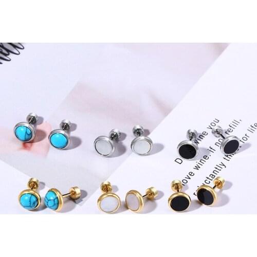 Fashion Trendy Shell Stud Earrings for Women Girl Gold Silver Color Tone Stainless Steel Ear Simple Classic Jewelry