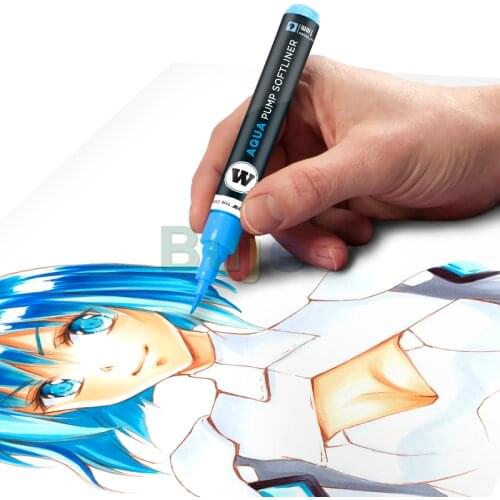 Molotow GRAFX Aqua Ink Soft Liner Brush Pump Marker, Water-based Ink, Vibrant Color, Ideal for Coloring and Illustrating