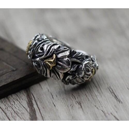 2020 new real s925 pure silver jewelry retro Thai silver open ring for men and women personalized rose flower ring Man ring
