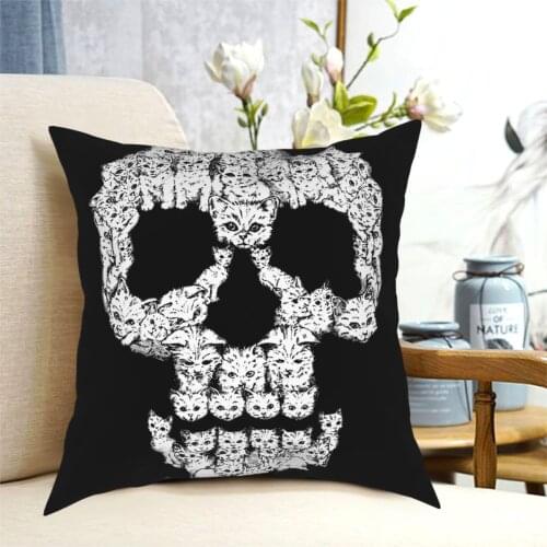 Skulls Are For Pussies Pillowcase Soft Polyester Cushion Cover Decorative Cat Kittens Pillow Case Cover Home Zippered 45*45cm