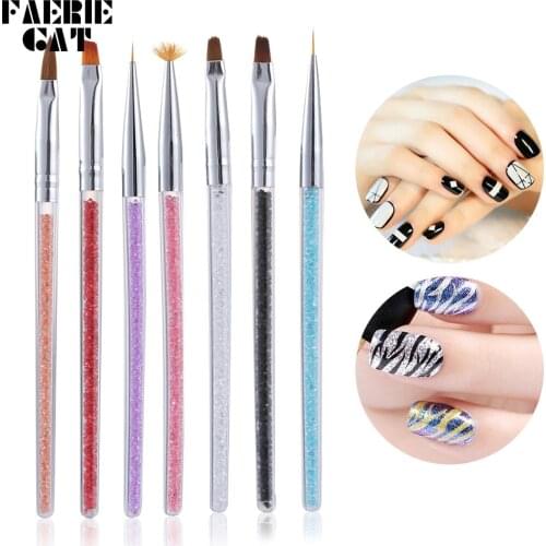7PCS Manicure Set Pencil Painting Drawing Carving Pen Design Acrylic Nail Art Brush for Manicure Decoration UV Gel Line Pens
