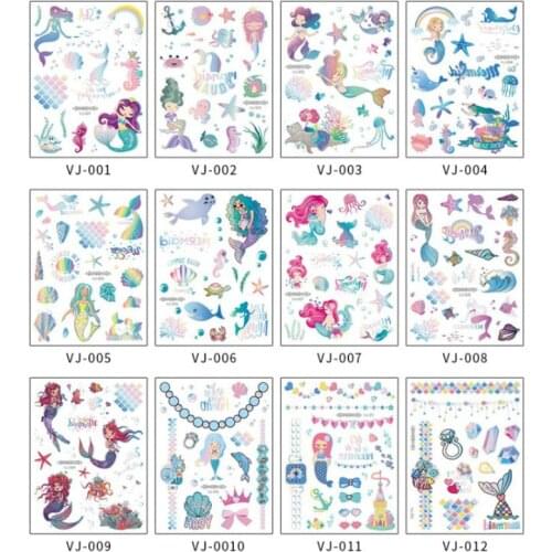 Tattoo Stickers Child Kid Temporary Fake Tattoos Paste on Face Arm Leg for Children Body Art Mermaid Sticker 160*120mm