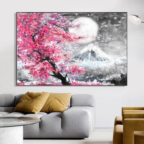 Canvas Paintings Mount Fuji Cherry Blossom Landscape Japan Posters Prints Wall Art Picture Living Room Wall Art Home Decor