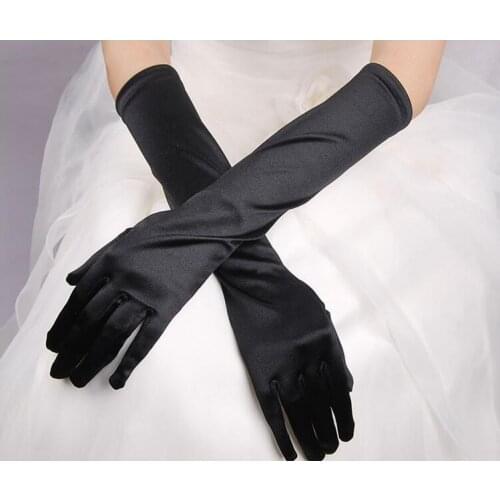 New Hot Women Flapper Gloves Opera/Elbow/Wrist Satin Finger Long Gloves Elbow Sun Protection Gloves Opera Party Prom Gloves