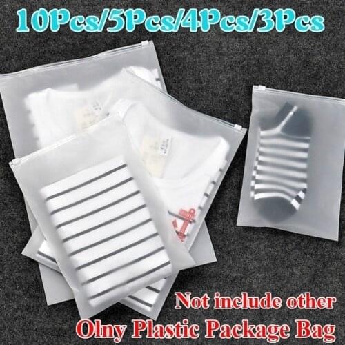 Portable Translucent Plastic Package Cloth Travel Storage Pouch Waterproof Bag Zip Suitcase Cloth Organizer