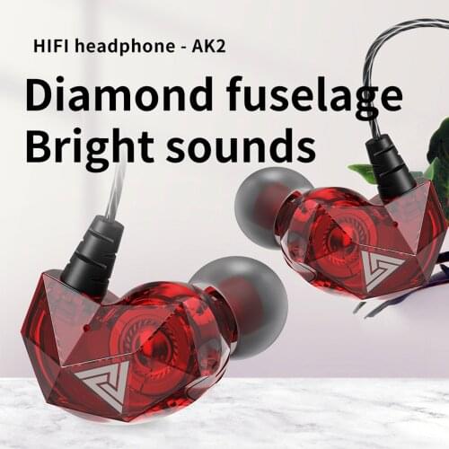 QKZ AK2 Wired Earphone 3.5mm HiFi Diamond Fuselage Stereo Earbuds Sports Music Headset Headphones With Mic fone de ouvido