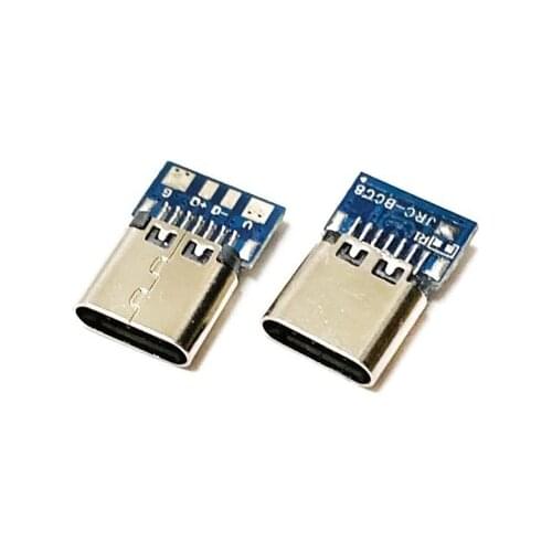 USB 3.1 Type C Connector 14 Pin Female Socket receptacle Through Holes PCB 180 Vertical Shield USB-C