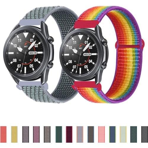 New Sport Nylon Loop Wrist Band Strap for Samsung Galaxy 41mm 45mm 20mm 22mm Repleacement watchband for Watch 42mm 46mm / active