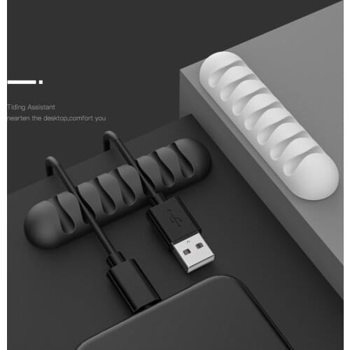 7-Port Silicone Cable Winder Earphone Cable Management Charging Cable Storage For Mouse keyboard Wire Holder Clip Cord Organizer