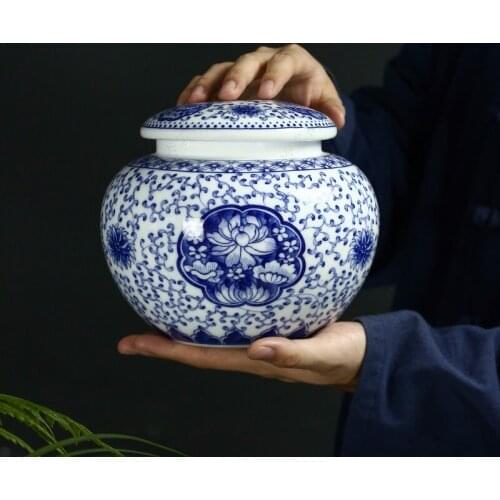 Modern Blue Vine Flower Ceramic Storage Jar Sealed Coffee Bean Tea Cans Household Large-capacity Candy Nut Storage Jar Container