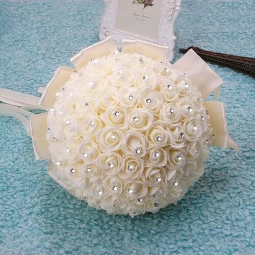 Wedding Fake Flowers Bridal Bouquets Bridesmaid Rose Centerpiece Bride Hydrangea Artificial White Lily of the Valley Supplies