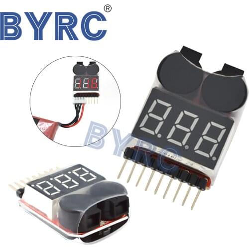2 IN 1 1-8S Lipo/Li-ion/Fe Battery Voltage Tester Low Voltage Buzzer Alarm Checker For Vehicles & Remote Control Toys