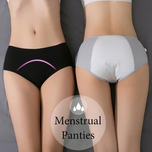 Mid Waist Briefs Cute Panties Womens Underwear Lingerie Underpants Shorts Female Sexy Intimates Plus Size Menstrual Panties