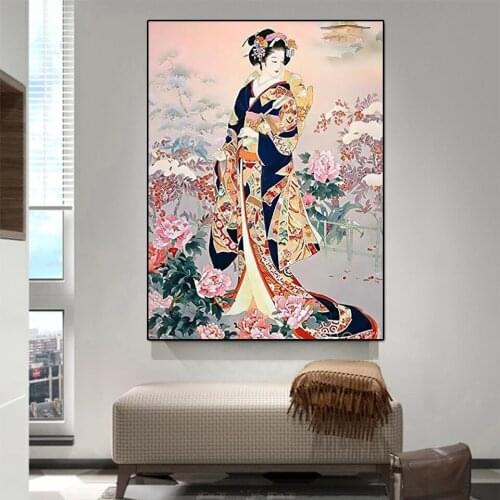 Japanese Dress Up Art Diamond Embroidery Diamond Painting Full Round Drill Cross Stitch Wall Art Pictures for Home Decoration