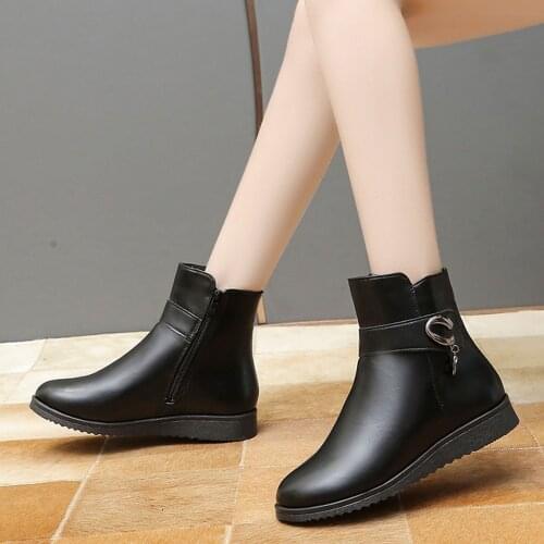 Ankle Boots For Women Vintage Retro Keep Warm Flat Zipper Rhinestone Short Booties Round Toe Shoes Botas Feminina Platform Shoe