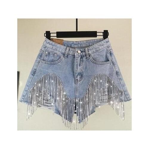 Womens shorts with water drill womens earth cowboy with holes and high waist