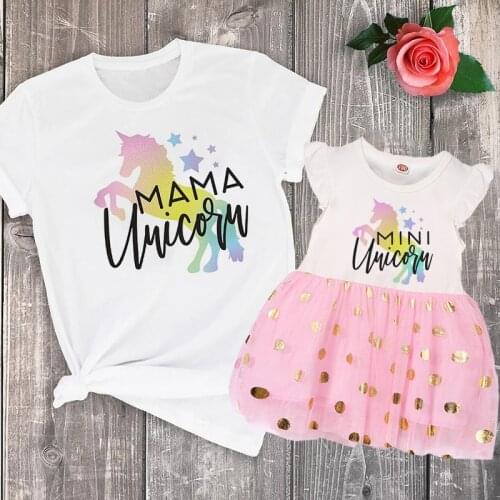 1pc Mommy Me Unicorn Outfit Mom Child Matching outfits Mama unicorn mini unicorn family matching suits for gift