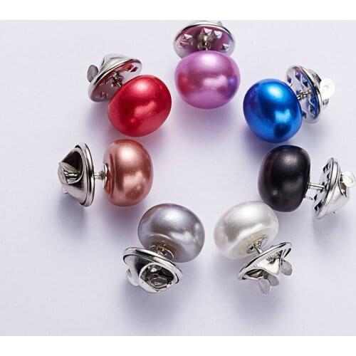 Hot Sale 1Pc Imitation Pearl Circle Brooch PU Button Fashion Women Zircon Fashion Brooches Colourful Wholesale