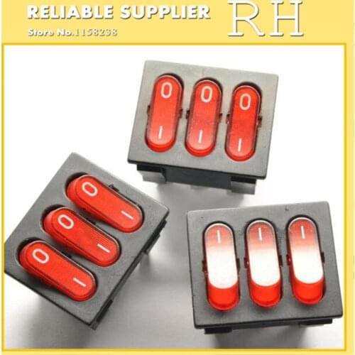 10PCS/lot KCD4 Triple 9-pin rocker switch 15A/250V