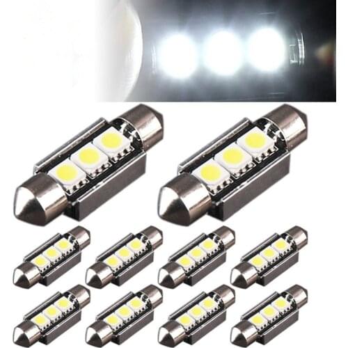 10x LETRONIX 36mm 3 SMD LED Soffitte CAN-Bus in Weib Blau Rot oder Grun Festoon