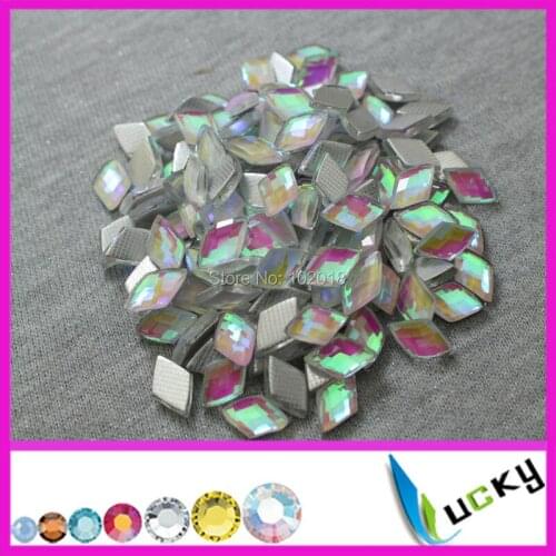 1440PCS 8*13mm diamond shape crystal ab color hotfix epoxy resin flatback pearl rhinestone hotfix perfect faceted look pearl