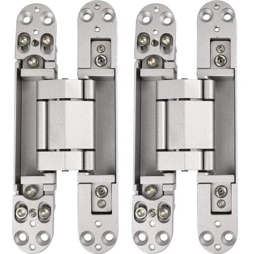 2Pcs 6 Inch Concealed Door Hinges Invisible Hinges Concealed Hinges 180 Degree Swing Hinge 3 Way Adjustable Butt Hinge