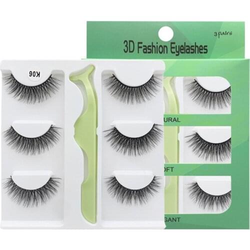 3 pairs of false eyelashes + eyelash tools 3D false eyelashes makeup eyelashes soft artificial fiber eyelashes eyelash gift box
