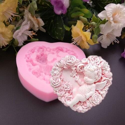 3D Rose Angel Shape Silicone Cake Mold Diy Chocolate Fondant Molds Soap Form Candy Cake Decorating Tools