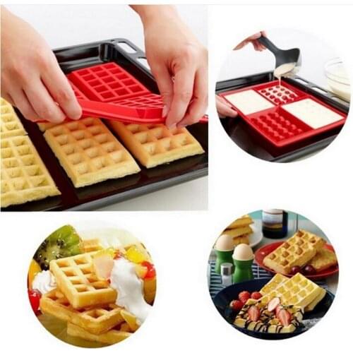 4-Cavity Silicone baking pan Waffles Cake Mould Heart And Square Cooking Tools Kitchen Accessories