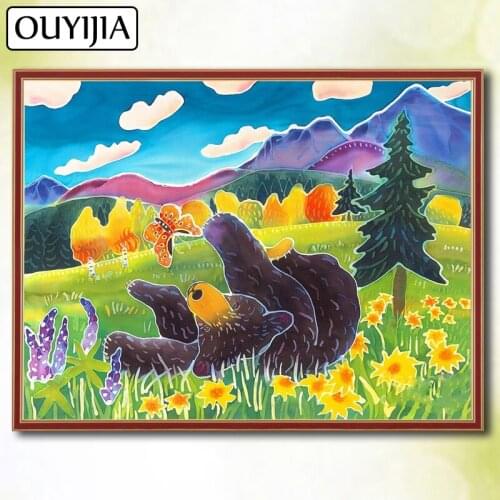 Butterfly OUYIJIA Bear Animal Flower 5D DIY Diamond Painting Full Square Embroidery Mosaic Diamond Picture Of Rhinestones Sale