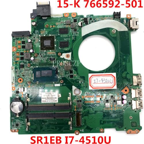 Free shipping For ENVY 15-K Laptop motherboard 766592-501 DAY11AMB6E0 With SR1EB I7-4510U CPU 100% working well
