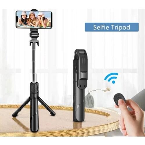 Wireless Bluetooth-Compatible Selfie Stick Foldable Mini Tripod Shutter Remote Control Retractable Portable for Ios Android
