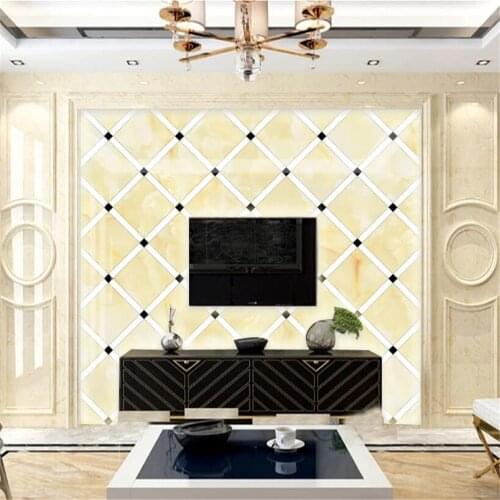 Milofi custom 3D non-woven fabric large mural wallpaper marble pattern rhombus background wall