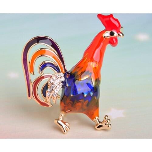 Kawaii Cute Animal Brooches Pins Fashion Women Enamel Hijab Accessories Collares Red Cock Broaches Hat Cardigan Sweater Broches