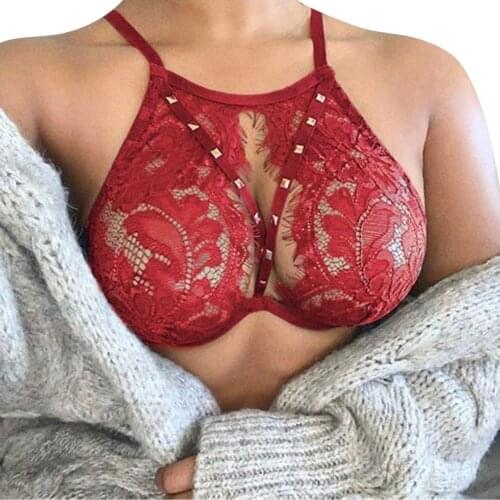 Bras Ladies Super Push Up Bra Lace Bra Women Front Bandage Thin Hollow Out Bustier Underwear Ladies Lingerie Sexy Top Tank Y25