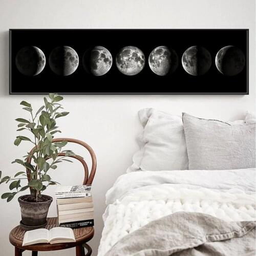The Moon Phase Black White Posters Canvas Art Prints Nordic Wall Art Abstract Painting Wall Picture for Living Room Home Decor
