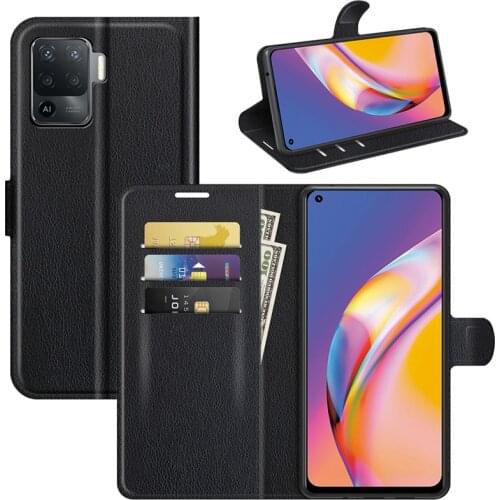 For OPPO A94 4G Case Flip Cases For OPPO F19 Pro Reno 5 Lite High Quality Leather Stand Cover With Card Holder