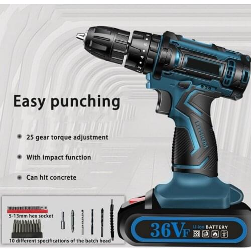 340W 2800 Rpm Electric Drill Cordless Screwdriver Metal Mini Drill Cordless Screwdriver Power Tools Cordless Drill Home DIY