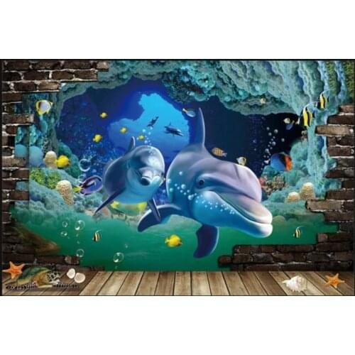 Custom photo wallpaper for walls 3 d Mediterranean mural 3D wall brick underwater world HD TV background wall papers