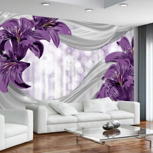 Photo Wallpaper Modern Pastoral Flowers Lily Flowers Silk Murals Living Room Bedroom Self-Adhesive Waterproof Canvas 3D Stickers